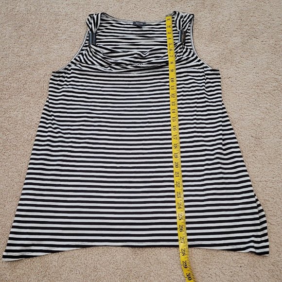 Kenneth Cole Reaction Cowl Neck Sleeveless Striped Top Size Large Black White - Picture 9 of 12